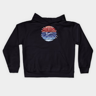 Boom Fireworks Red White And Blue Sunset Kids Hoodie